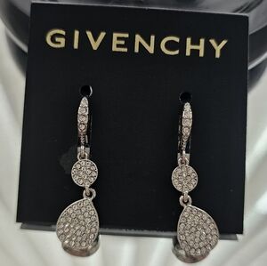 Nwt Givenchy Silver Tone Crystal Earrings